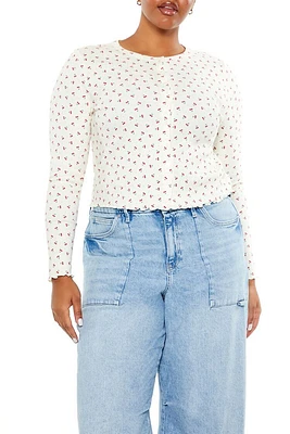 Plus Cherry Print Crop Top