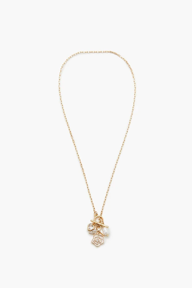 Flower Charm Cluster Necklace
