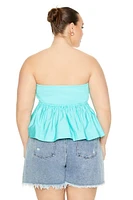 Plus Strapless Peplum Top