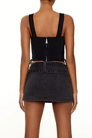 Sweater-Knit Plunging Crop Top