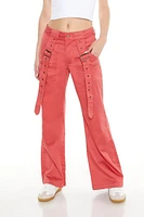 Buckled Twill Wide-Leg Pants