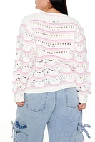 Plus Open-Knit Two-Tone Sweater