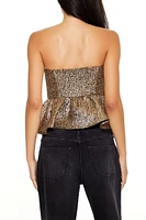 Metallic Peplum Strapless Top