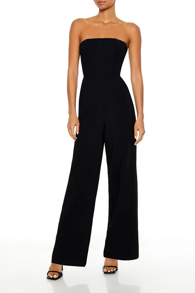 Lace-Up Strapless Jumpsuit