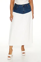 Plus Combo Denim Maxi Skirt