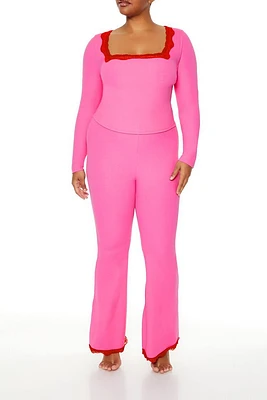 Plus Lace-Trim Flare Leggings