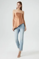 Satin Asymmetrical Strapless Top