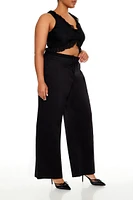 Plus Drawstring Straight Pants