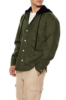 Hooded Curved-Hem Shacket
