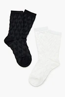 Heart Textured Crew Socks - 2 pack