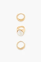 Faux Pearl Cocktail Ring Set