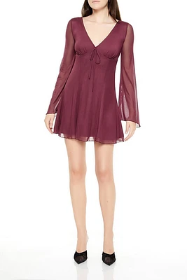 Mesh Bell-Sleeve Mini Dress