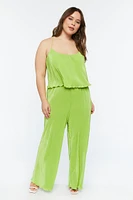 Plus Plisse Lettuce-Edge Wide-Leg Pants