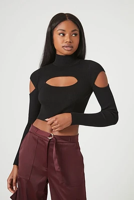 Cutout Sweater-Knit Crop Top