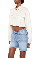 Frayed Cropped Twill Shirt