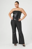 Plus Faux Leather Corset Tube Top