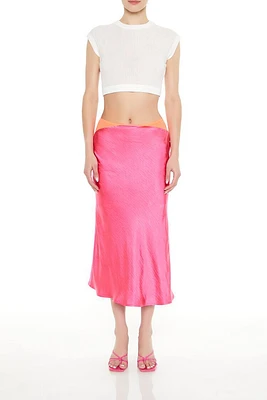 Satin Colorblock Maxi Skirt