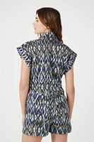 Linen-Blend Geo Print Romper