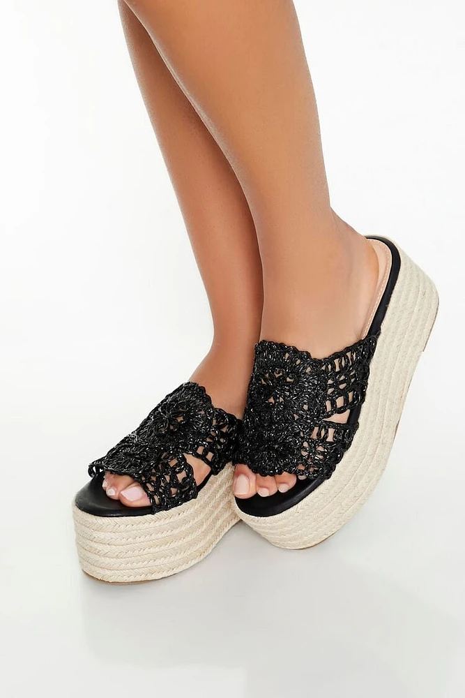 Crochet Espadrille Flatform Wedges