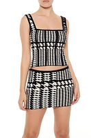 Houndstooth Sweater-Knit Tank Top