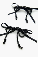 Beaded Bow Hair Clips