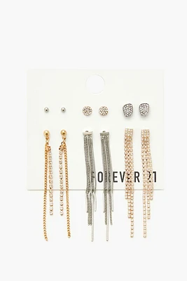 Stud & Chain Drop Earring Set