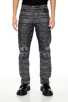 Paisley Mid-Rise Slim-Fit Jeans