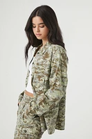 Oversized Twill Camo Print Shacket