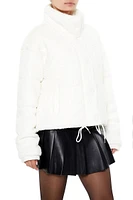 Textured Drawstring Puffer Jacket