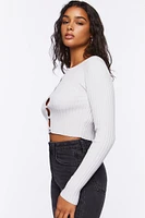 Ribbed Cutout Cardigan Sweater