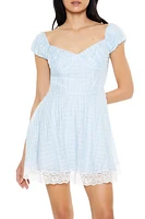Lace-Trim Chiffon Mini Dress