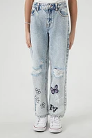Girls Distressed Butterfly Jeans (Kids)