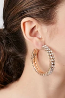 Rhinestone Open-End Hoop Earrings