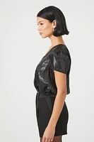 Sequin Surplice Crop Top