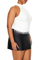 Plus Rhinestone-Trim Tank Top