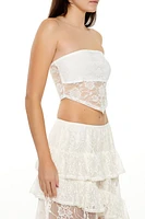 Lace V-Hem Tube Crop Top