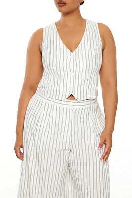 Plus Pinstriped Plunging Vest
