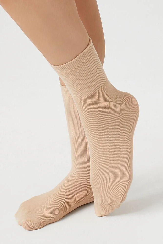 Ribbed-Trim Crew Socks