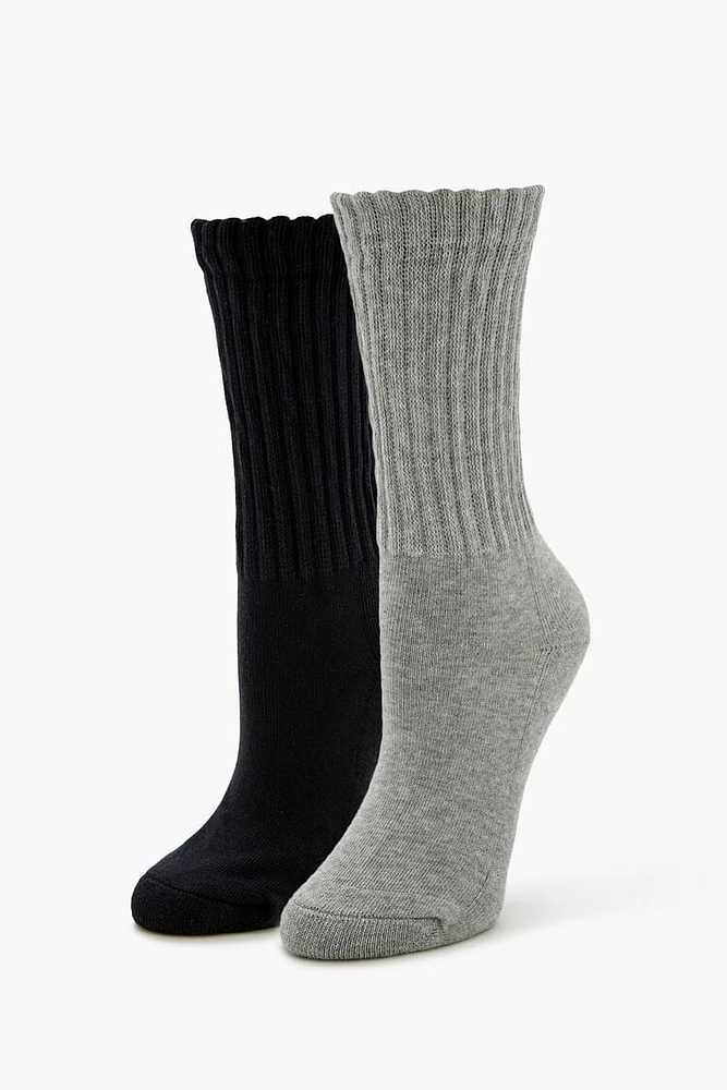 Ribbed Crew Socks Set - 2 pack