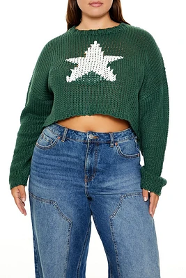 Plus Star Cropped Sweater