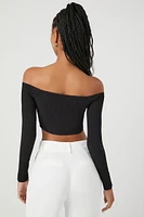 Ribbed Off-the-Shoulder Crop Top