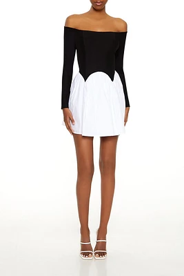 Off-the-Shoulder Combo Mini Dress