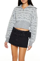 Geo Print Half-Zip Sweater