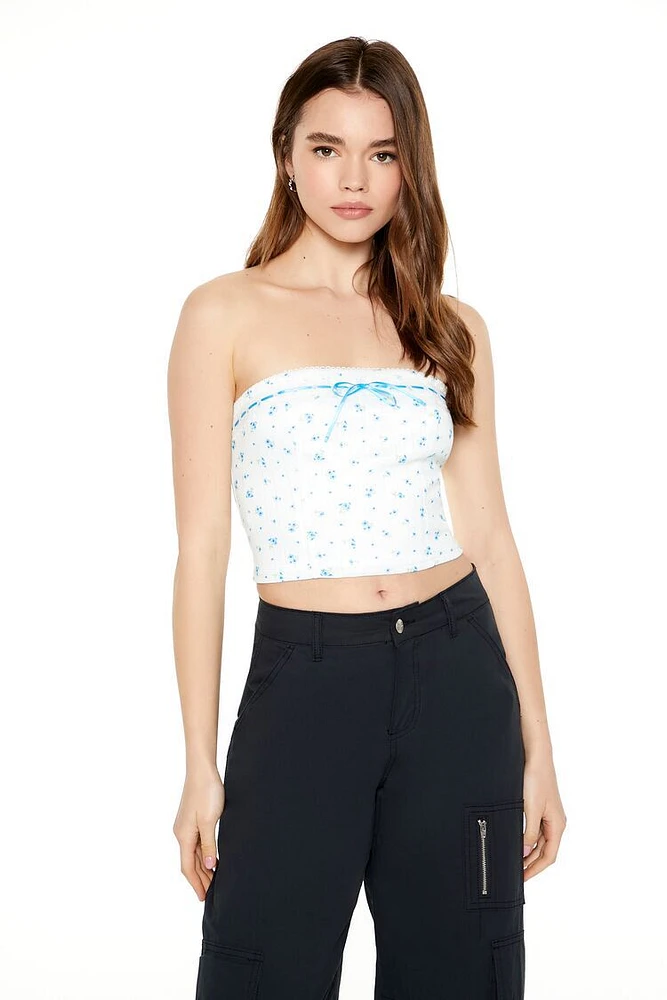 Cropped Floral Print Tube Top