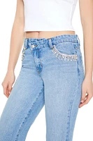 Rhinestone-Trim Straight Jeans