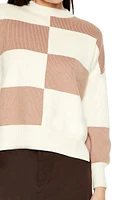 Checkered Round-Neck Sweater