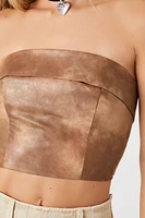 Faux Leather Cropped Tube Top