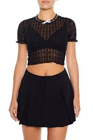 Sheer Lace Bow Crop Top