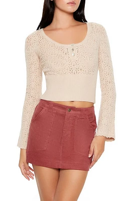 Cropped Pointelle Sweater