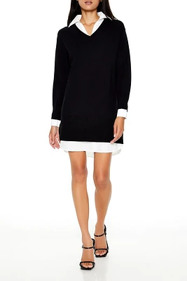 Combo Sweater Shirt Dress